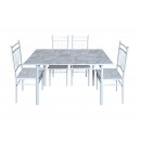 Stalas + 4 kėdės MVR2-BP (Baltas marmuro raštas) NAUJIENA